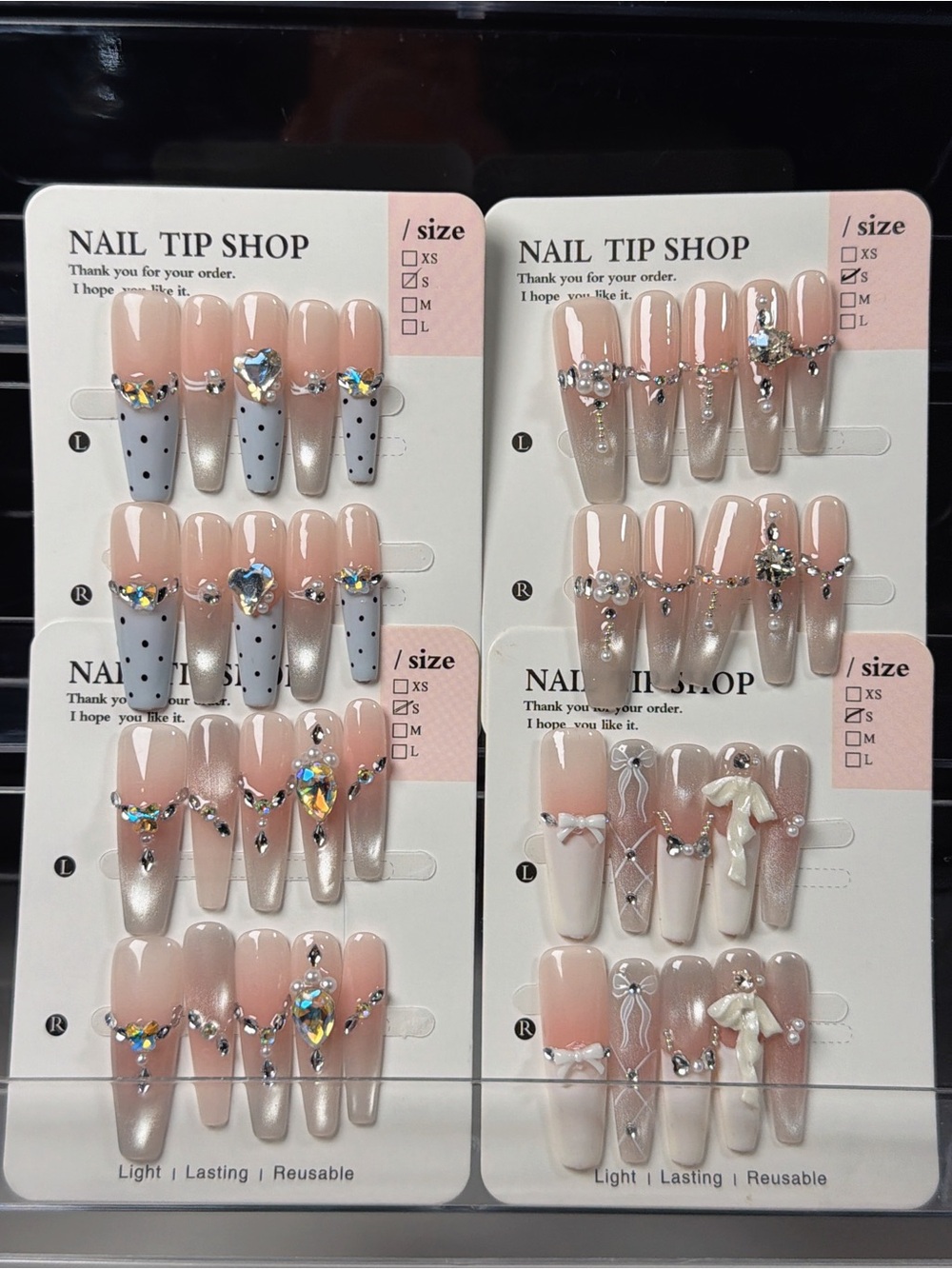 Nude Pink Crystal Press-On Nail Set